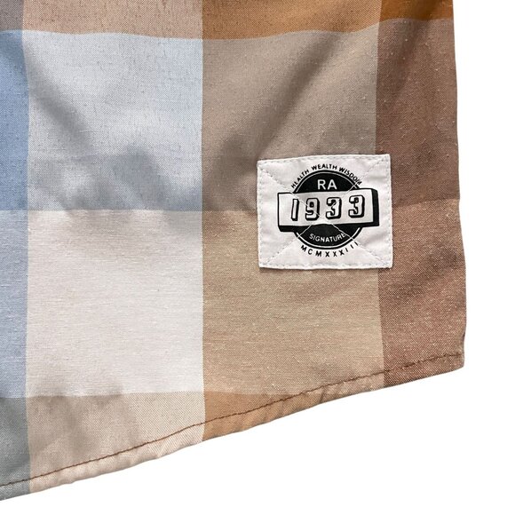 Red Ape Block Plaid SS Button Up Shirt Tan Blue Big & Tall Streetwear 4XL - Picture 5 of 9